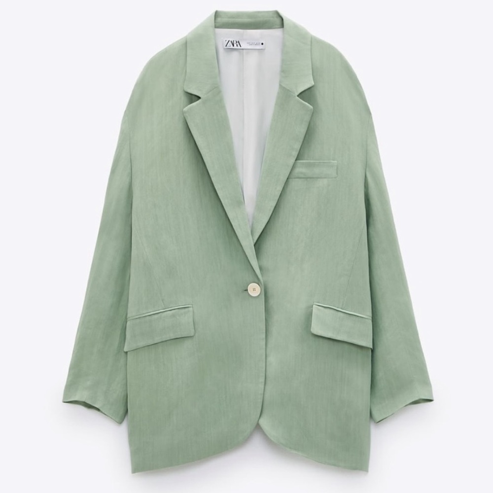 Zara Sea Green Oversized Blazer